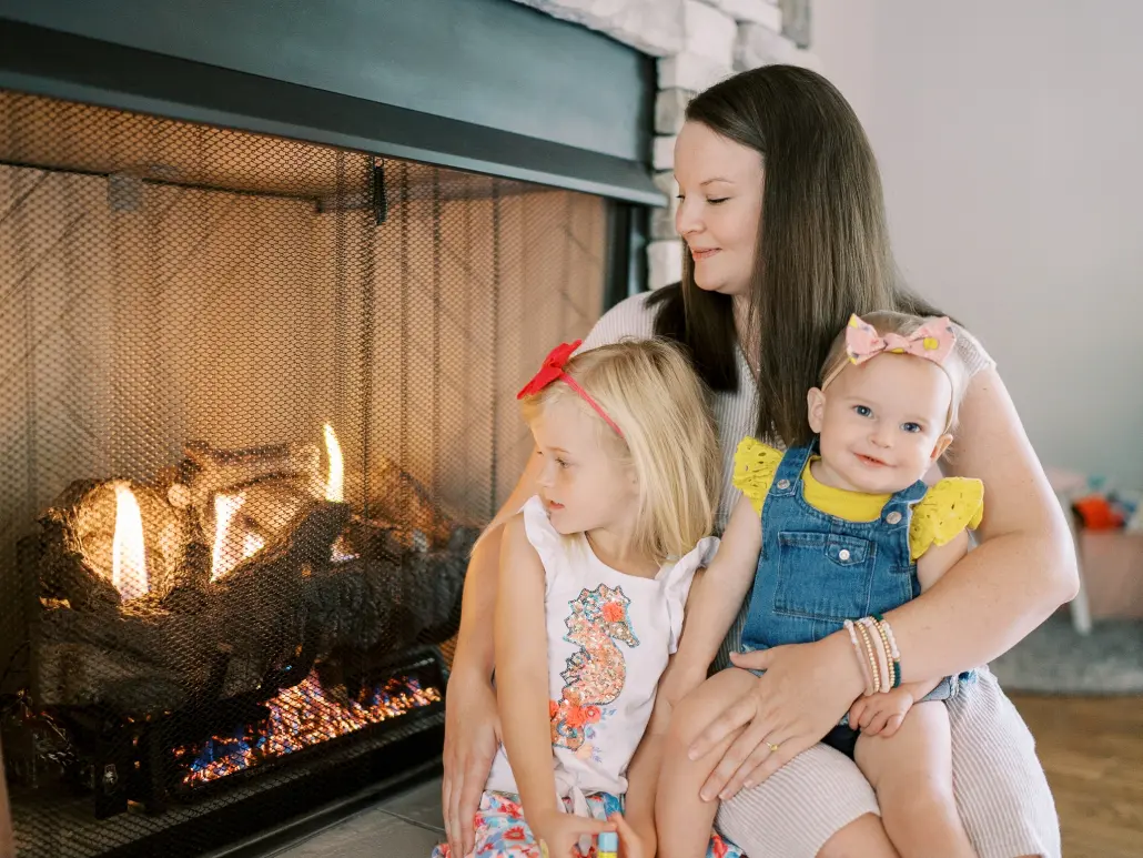 Hall customers enjoying a ventless gas log set.