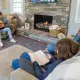 propane fireplace in living room keeping family warm