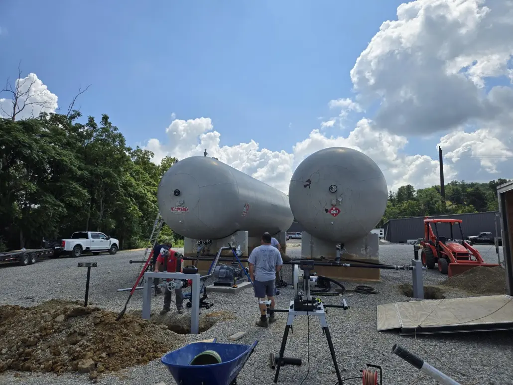Wytheville Location Hall Propane crews piping out the bulk plant at the Wytheville location